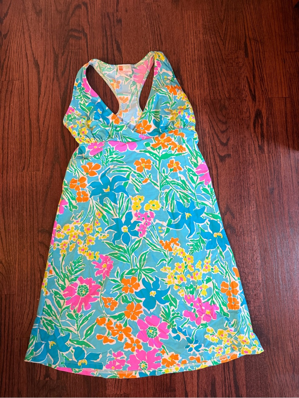 Racerback Floral Dress in Aqua Multicolor